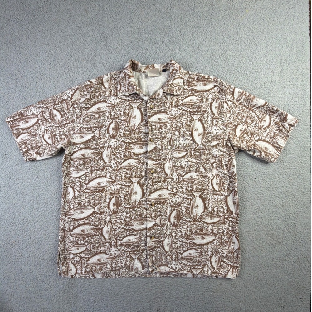 Gotcha 90s Button Down Loop Collar Shirt Mens L AOP Graphic Short Sleeve Surf